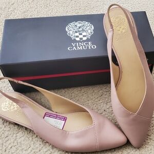 Vince Camuto Pale Pink Leather Pointed Toe Slingback Flats 9